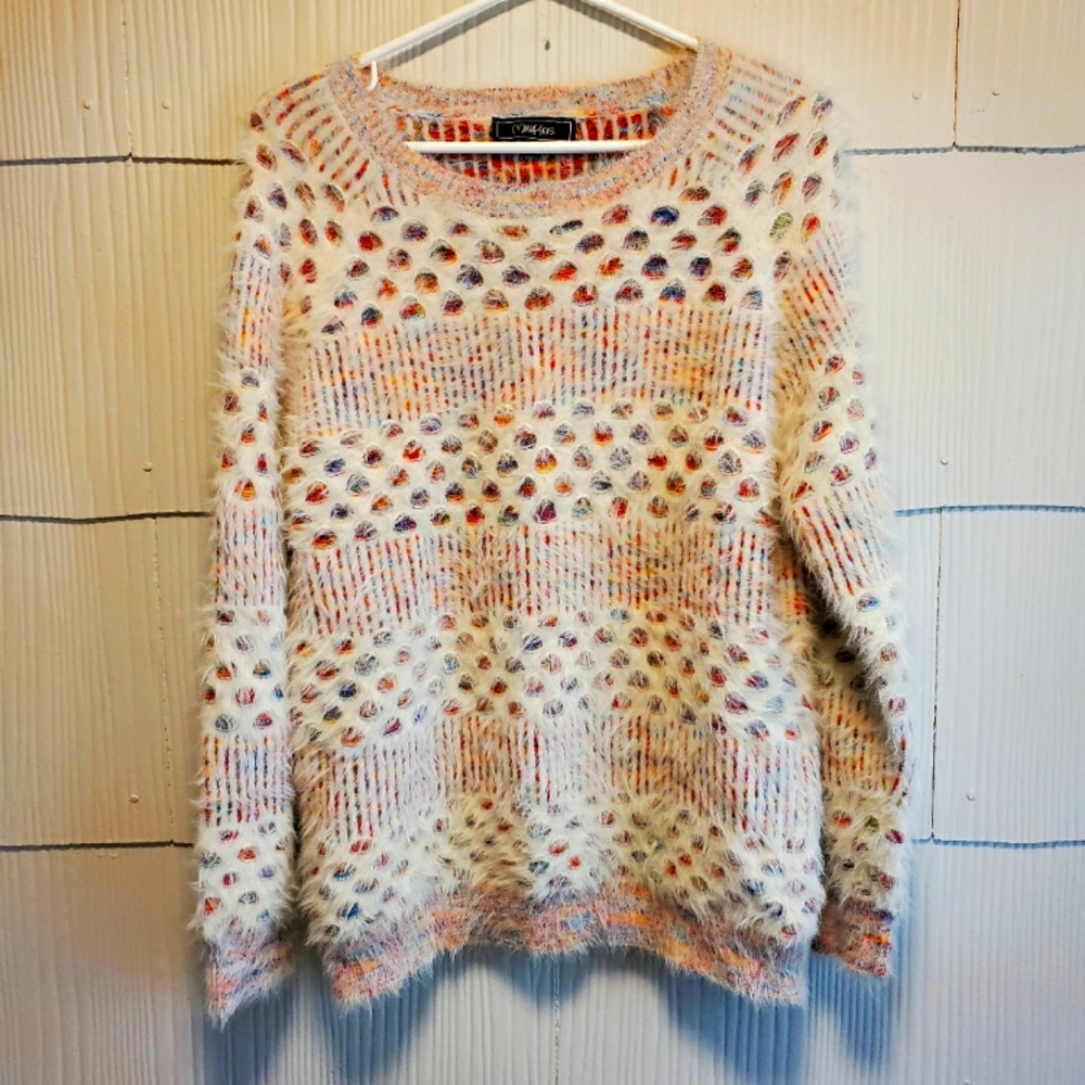 Minkas Rainbow Fuzzy Soft Sweater. XL. EUC